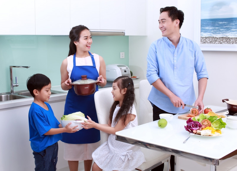 Concept gia đình lifestyle góc bếp